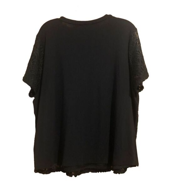 Apt 9 Crochet Overlay Front Scoop Neck Short Sleeve Top Sz XXL - Picture 3 of 10